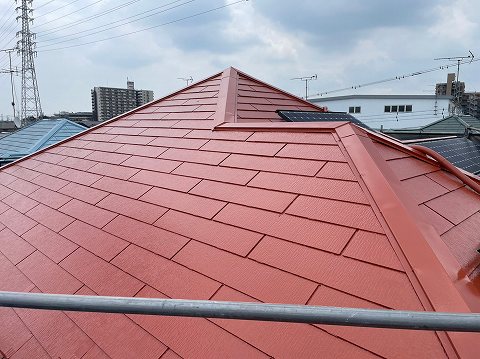 神奈川県大和市　M様邸　戸建て　屋根塗装　ブリックレッド