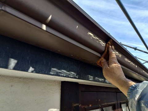 ④雨樋塗装の詳細写真
